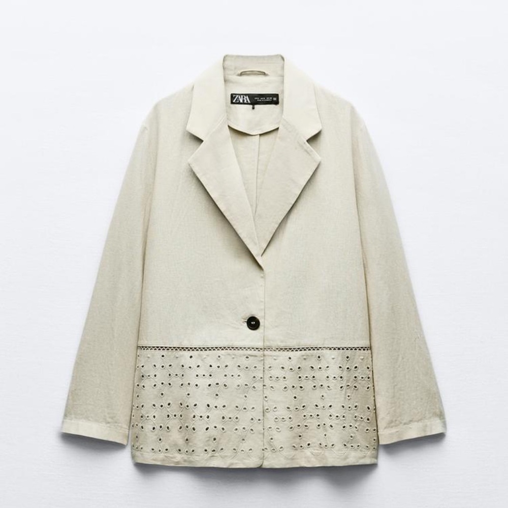 Linen Blend Embroidered Blazer